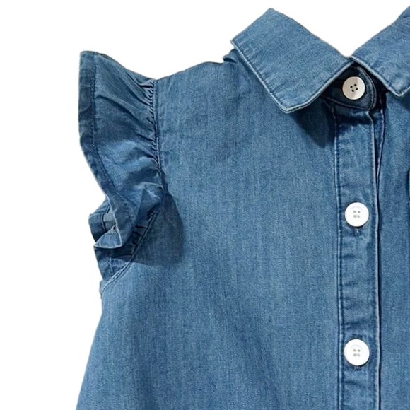 NWT Blue Denim Button-Down Blouse - Toddler Girls Size 18M - Cat & Jack Shirt - Picture 6 of 6